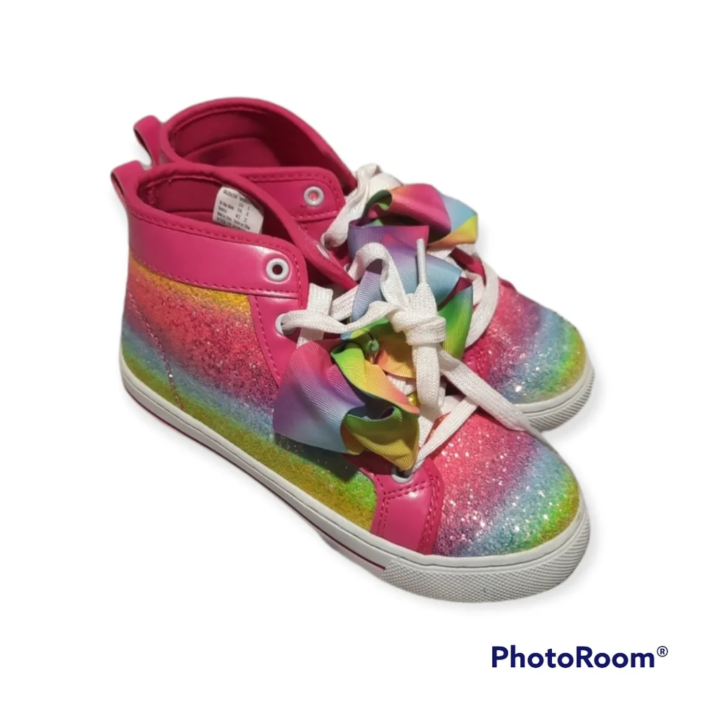 Skechers Jojo Siwa Girls Sneakers HighTop Glitter‎ Rainbow Tye Dye Size 3